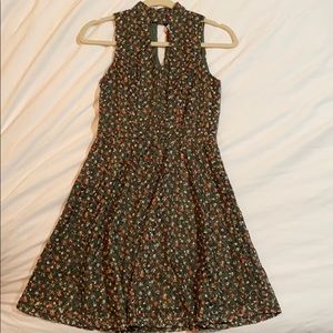 Olive Green Floral Dress - S - NEW with Tags